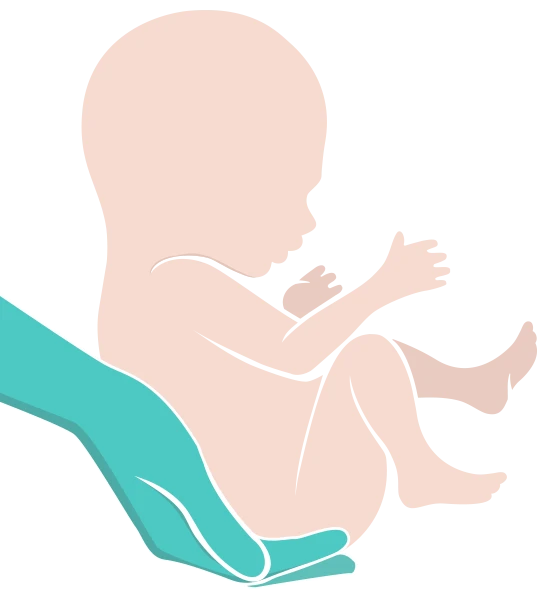 Ilustração de médico segurando um bebê recém-nascido