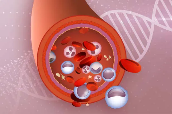 Ilustração de sangue com leucemia